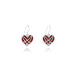 Silver Earrings Red Heart