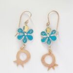 Gold Turquoise Earrings Pomegranate