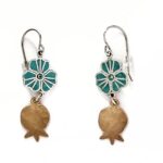 Unique Silver Earrings & Gold Pomegranate charm